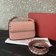 Uubags | Valentino Garavani Small Leather Rockstud Top Handle Bag In Pink 19x12x3cm - 5