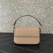 Uubags | Valentino Garavani Small Leather Rockstud Top Handle Bag In Beige 19x12x3cm - 1