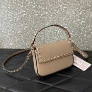 Uubags | Valentino Garavani Small Leather Rockstud Top Handle Bag In Beige 19x12x3cm - 3