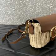 Uubags | Valentino Garavani Two-tone Leather And Raffia Crossbody Bag In Brown 22x9x17cm - 4