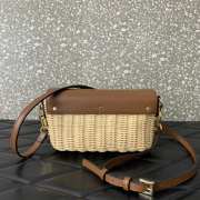 Uubags | Valentino Garavani Two-tone Leather And Raffia Crossbody Bag In Brown 22x9x17cm - 6