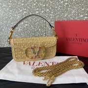 Uubags | Valentino Garavani Loco Raffia Bag With Jewel Logo Natural/Coral 19x10.5x5cm - 2