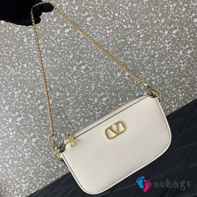 Uubags | Valentino Vlogo Signature Mini Leather Crossbody In White 20.5x10.5x5cm - 1