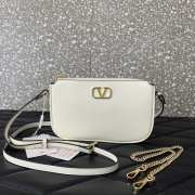 Uubags | Valentino Vlogo Signature Mini Leather Crossbody In White 20.5x10.5x5cm - 3