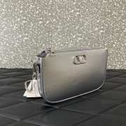 Uubags | Valentino Vlogo Signature Mini Leather Crossbody In Silver Metallic 20.5x10.5x5cm - 3