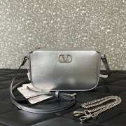 Uubags | Valentino Vlogo Signature Mini Leather Crossbody In Silver Metallic 20.5x10.5x5cm - 2