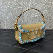 Uubags | Valentino Garavani Locò embroidered yellow bag with Swarovski crystals 20x11x5cm - 5