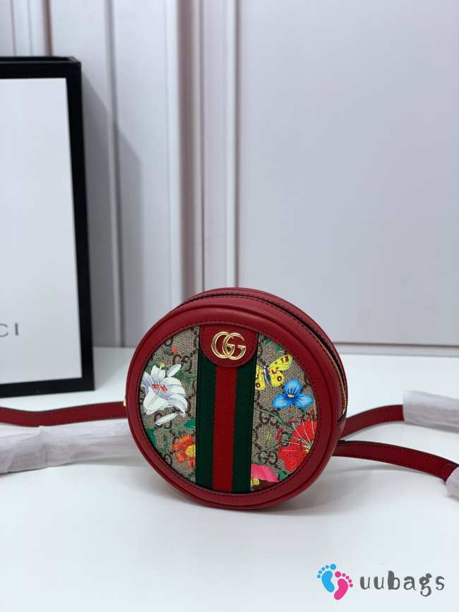 Uubags | Gucci Ophidia Floral Coated Canvas Chain Red Bag Leather Trim - 1