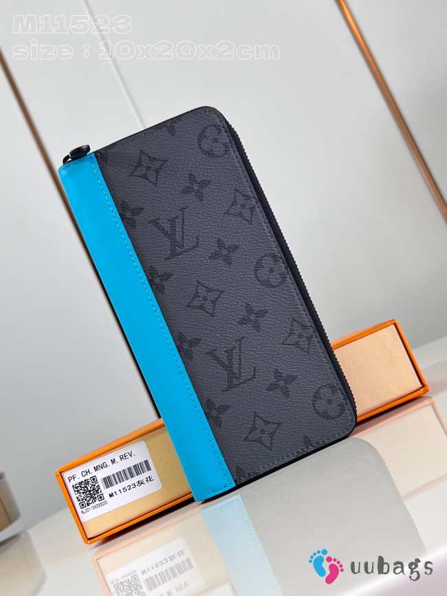 Uubags | Louis Vuitton M11523 Zippy Vertical Wallet In Black/Blue 10x20x2cm - 1