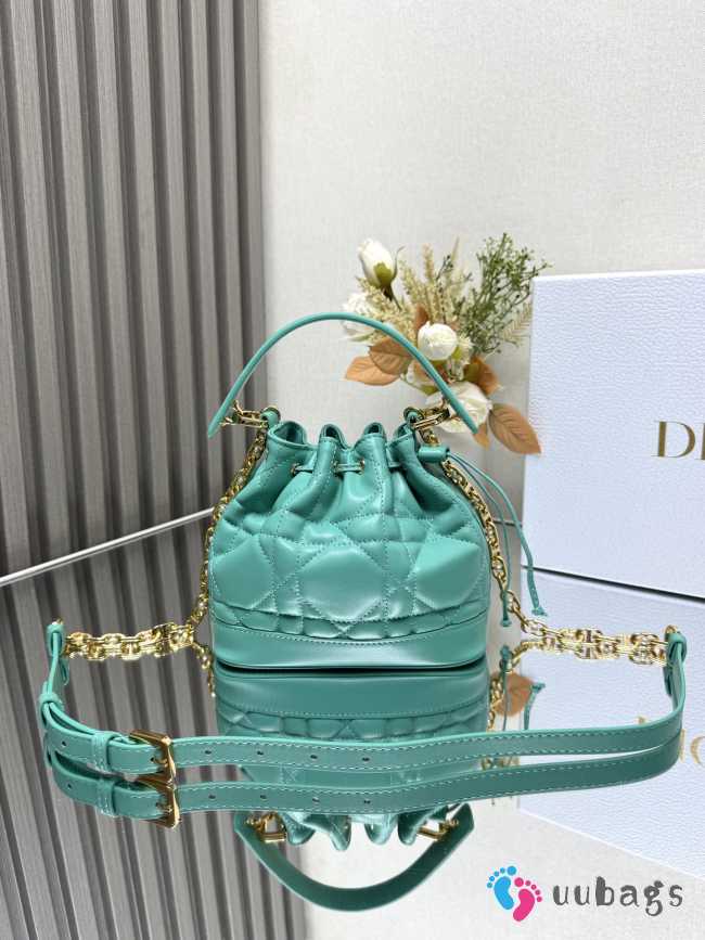 Uubags | Dioriviera Small Dior Jolie Bucket Bag Aquamarina Macrocannage Calfskin 17x16x10.5cm - 1