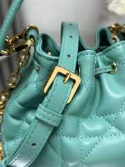 Uubags | Dioriviera Small Dior Jolie Bucket Bag Aquamarina Macrocannage Calfskin 17x16x10.5cm - 6