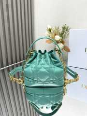 Uubags | Dioriviera Small Dior Jolie Bucket Bag Aquamarina Macrocannage Calfskin 17x16x10.5cm - 3