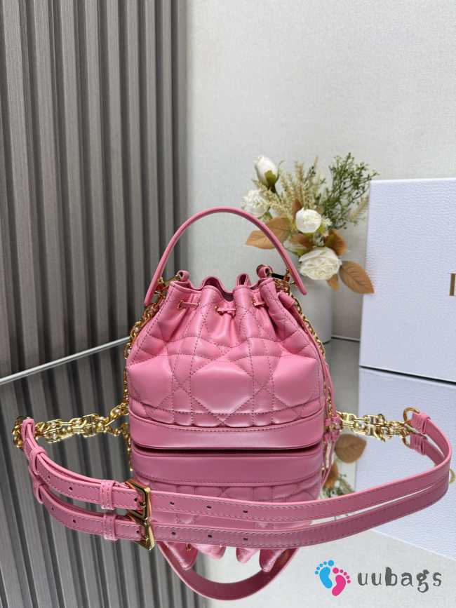 Uubags | Dioriviera Small Dior Jolie Bucket Bag Candy Pink Macrocannage Calfskin 17x16x10.5cm - 1