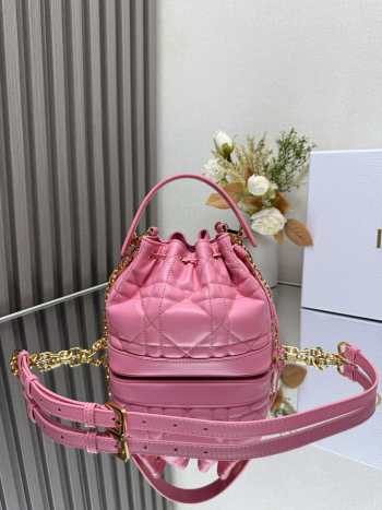 Uubags | Dioriviera Small Dior Jolie Bucket Bag Candy Pink Macrocannage Calfskin 17x16x10.5cm