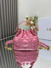 Uubags | Dioriviera Small Dior Jolie Bucket Bag Candy Pink Macrocannage Calfskin 17x16x10.5cm - 4