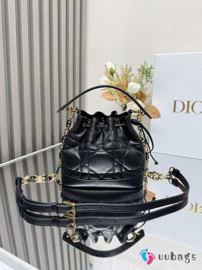 Uubags | Dioriviera Small Dior Jolie Bucket Bag Black Macrocannage Calfskin 17x16x10.5cm - 1