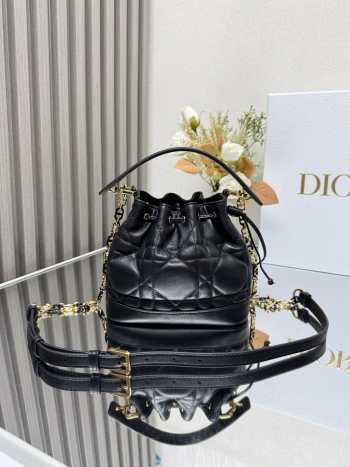 Uubags | Dioriviera Small Dior Jolie Bucket Bag Black Macrocannage Calfskin 17x16x10.5cm