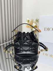 Uubags | Dioriviera Small Dior Jolie Bucket Bag Black Macrocannage Calfskin 17x16x10.5cm - 3