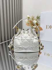 Uubags | Dioriviera Small Dior Jolie Bucket Bag White Macrocannage Calfskin 17x16x10.5cm - 5