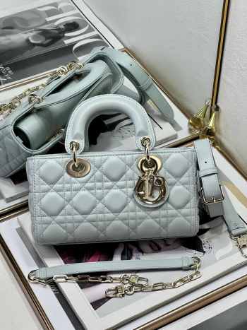 Uubags |  Dior Lady D-Joy Micro Placid Blue Cannage Lambskin Bag 22.5×12×5.5cm