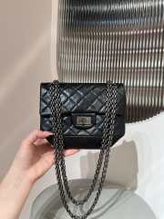 Uubags | Chanel Mini 2.55 Flap Bag Aged Calfskin & Silver-Tone Metal Black 15.5x20x6cm  - 4