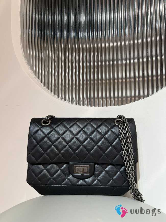 Uubags | Chanel 2.55 Handbag Aged Calfskin & Silver-Tone Metal Black 16x24x7.5cm - 1