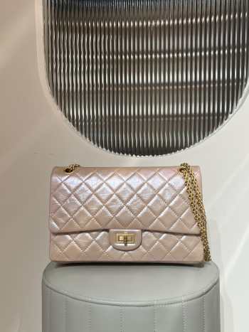 Uubags | Chanel Large 2.55 Light Pink Handbag Metallic Calfskin & Gold-Tone Metal 19.5x28x7.5cm