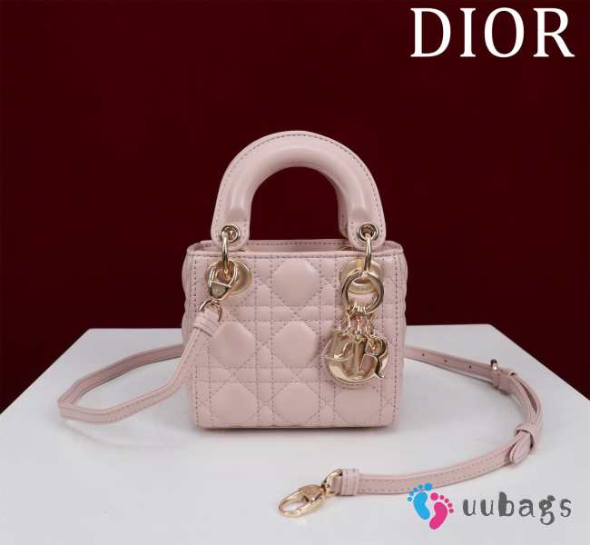 Uubags | Lady Dior Micro Powder Pink Cannage Bag 12x10x5cm - 1