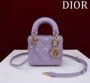 Uubags | Lady Dior Micro Purple Lambskin Leather Bag 12x10x5cm - 1