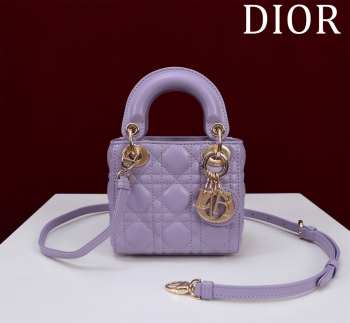 Uubags | Lady Dior Micro Purple Lambskin Leather Bag 12x10x5cm