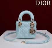 Uubags | Lady Dior Micro Light Blue Lambskin Leather Bag 12x10x5cm - 1