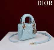 Uubags | Lady Dior Micro Light Blue Lambskin Leather Bag 12x10x5cm - 2