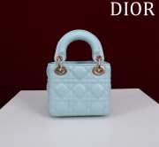 Uubags | Lady Dior Micro Light Blue Lambskin Leather Bag 12x10x5cm - 4