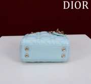 Uubags | Lady Dior Micro Light Blue Lambskin Leather Bag 12x10x5cm - 3