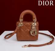 Uubags | Lady Dior Micro Light Brown Lambskin Leather Bag 12x10x5cm - 1