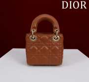 Uubags | Lady Dior Micro Light Brown Lambskin Leather Bag 12x10x5cm - 4