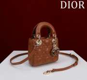 Uubags | Lady Dior Micro Light Brown Lambskin Leather Bag 12x10x5cm - 3