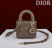 Uubags | Lady Dior Micro Dark Grey Lambskin Leather Bag 12x10x5cm - 1