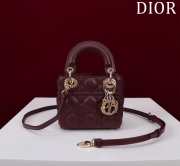 Uubags | Lady Dior Micro Burgundy Lambskin Leather Bag 12x10x5cm - 1