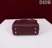 Uubags | Lady Dior Micro Burgundy Lambskin Leather Bag 12x10x5cm - 6