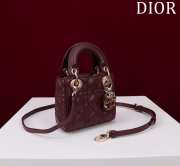 Uubags | Lady Dior Micro Burgundy Lambskin Leather Bag 12x10x5cm - 5