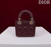 Uubags | Lady Dior Micro Burgundy Lambskin Leather Bag 12x10x5cm - 4