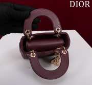 Uubags | Lady Dior Micro Burgundy Lambskin Leather Bag 12x10x5cm - 3