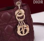 Uubags | Lady Dior Micro Burgundy Lambskin Leather Bag 12x10x5cm - 2