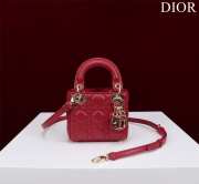 Uubags | Lady Dior Micro Red Lambskin Leather Bag 12x10x5cm - 1