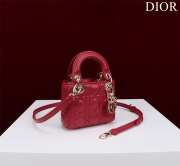 Uubags | Lady Dior Micro Red Lambskin Leather Bag 12x10x5cm - 6