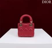 Uubags | Lady Dior Micro Red Lambskin Leather Bag 12x10x5cm - 4