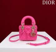 Uubags | Lady Dior Micro Rose Pink Lambskin Leather Bag 12x10x5cm - 1