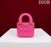 Uubags | Lady Dior Micro Rose Pink Lambskin Leather Bag 12x10x5cm - 6