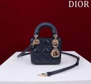 Uubags | Lady Dior Micro Navy Blue Lambskin Leather Bag 12x10x5cm - 1